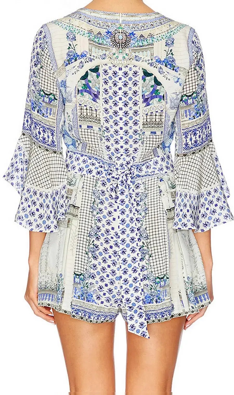 Camilla Salvador Summer Low V Neck Playsuit Print Size 10 photo 3