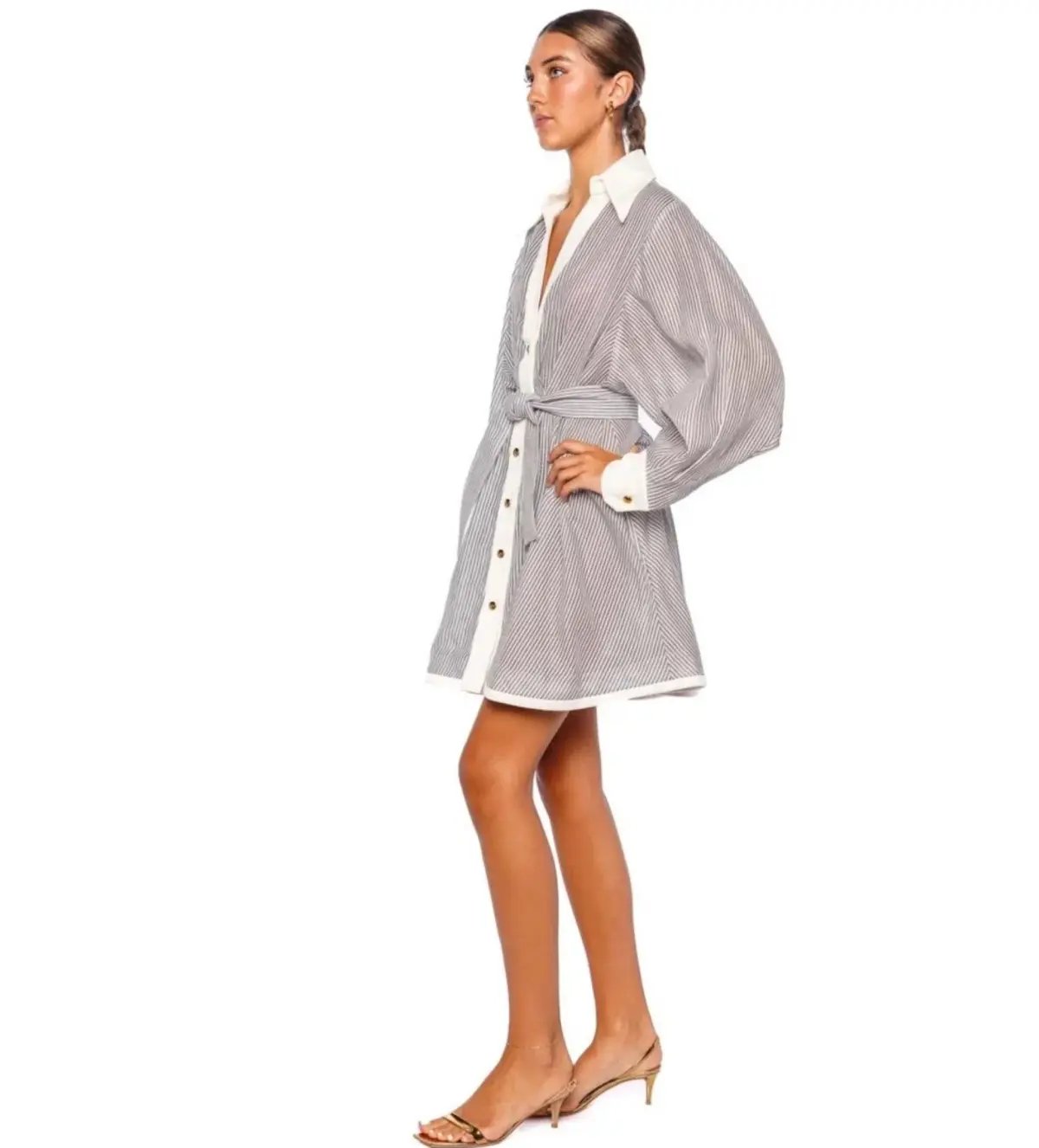 Zimmermann Hypnotic Tuck Mini Dress Stripes Size 1/ AU10 photo 2
