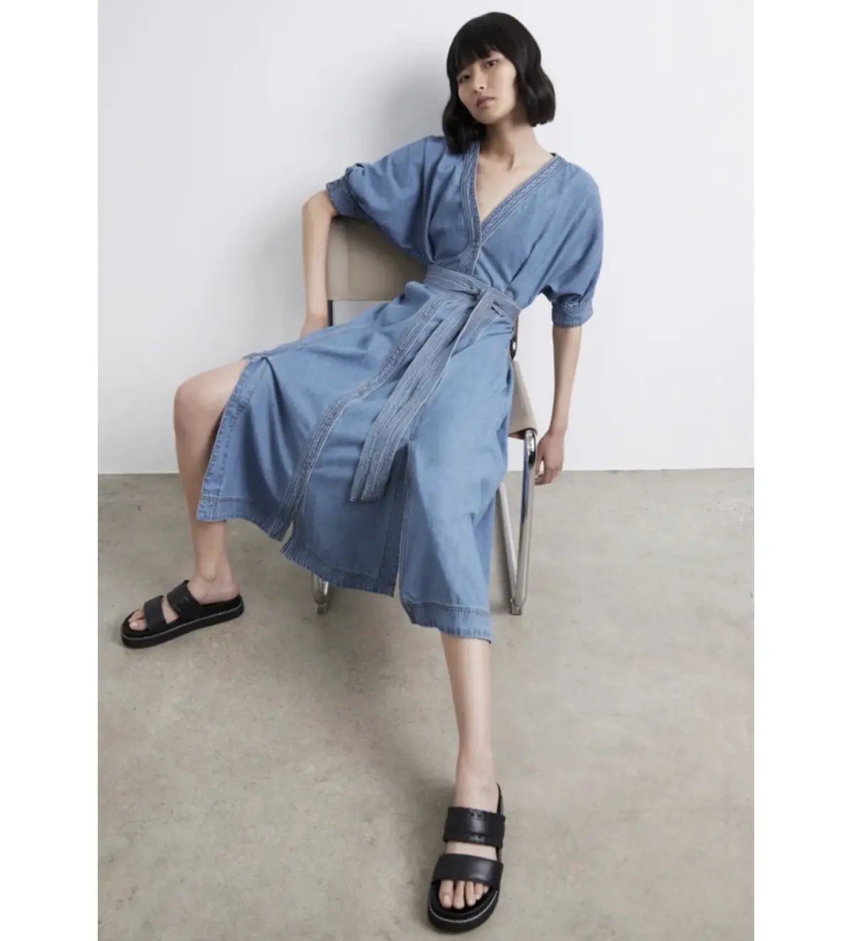 Aje Ennoble Denim Belted Dress Size 4 photo 2