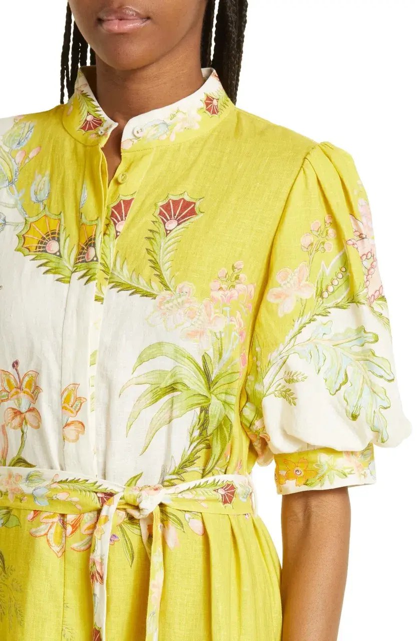 Alemais Ira Tiered Midi Dress Lemon/Cream Size AU 10 photo 14