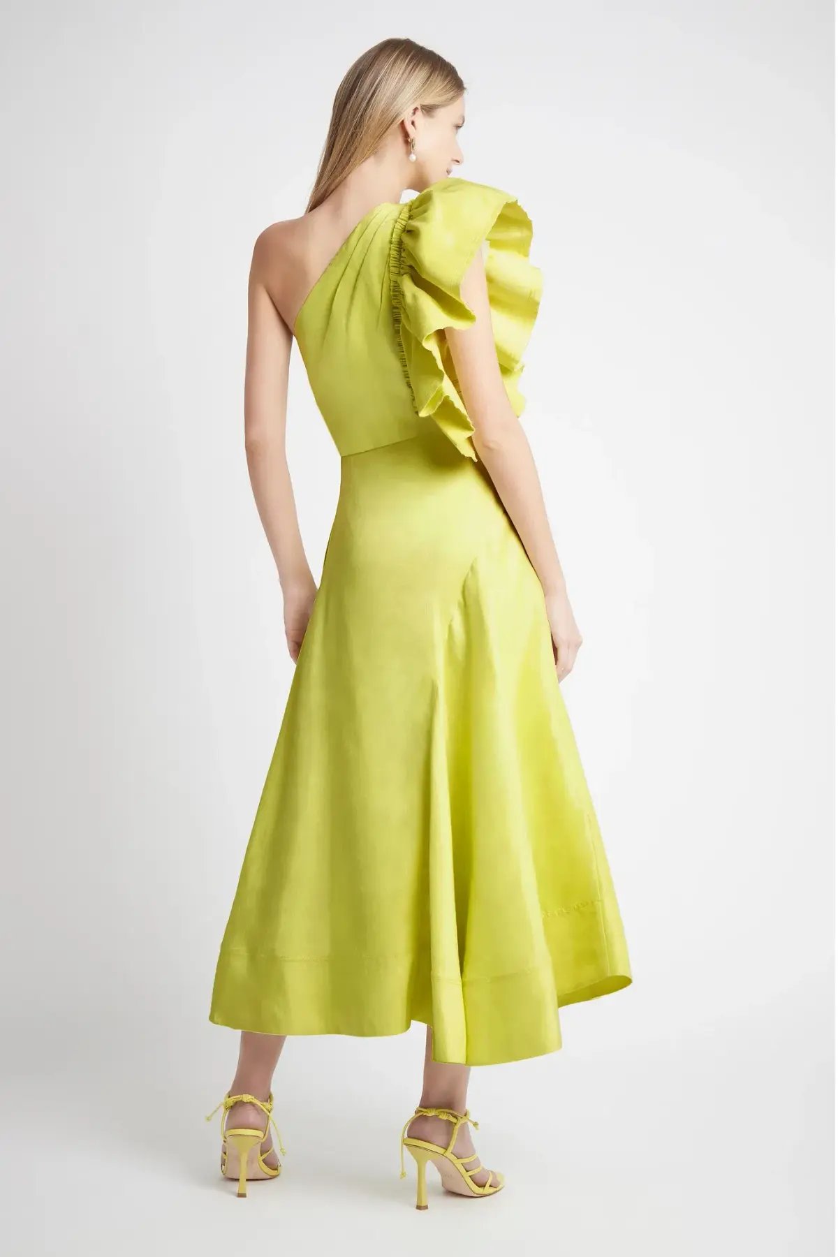 Aje Bonjour Asymmetric Midi Dress Lime Green Size 10 photo 3