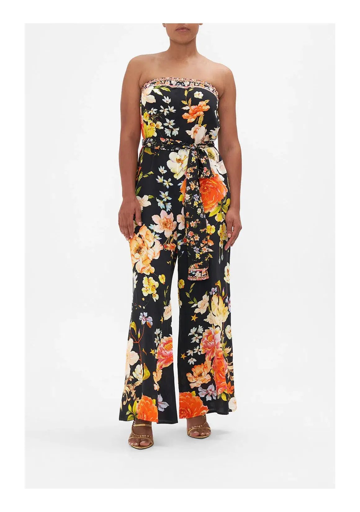 Camilla Secret History Tie Waist Strapless Jumpsuit Floral Size S/ AU 10 photo 3