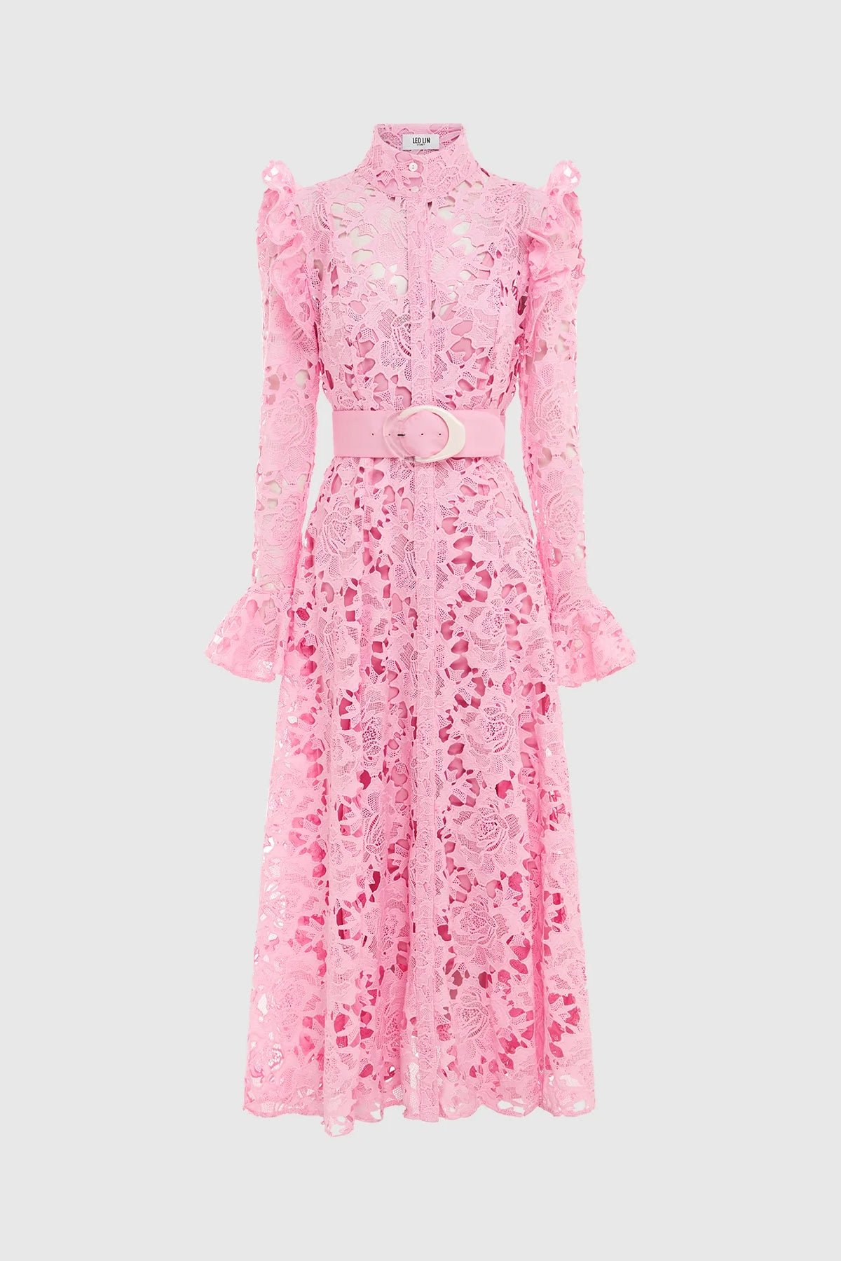 LEO LIN ALIYAH LACE BUTTERFLY SLEEVE MIDI DRESS - CANDY PINK photo 4