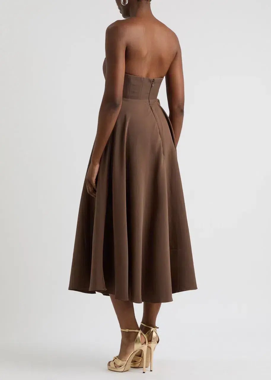 Odd Muse The Ultimate Strapless Jersey Midi Brown Size XS/AU 6 photo 4