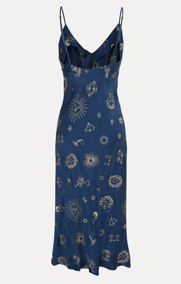 Realisation Par The 1996 Zodiac  Silk Slip Dress Blue Size 6 photo 4