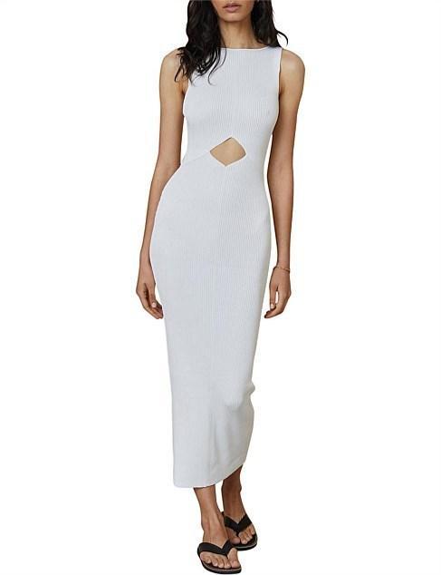 Bec & Bridge Versailles Sleeveless Knit Midi Dress White Size 8 photo 4
