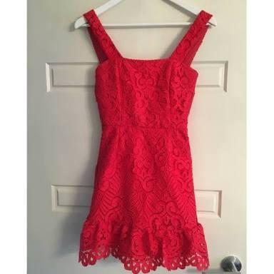Coral Red Kookai Cocktail Dress Size 8 photo 2