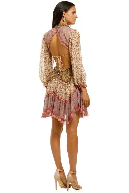 Zimmermann Juniper Spliced Cut Out Dress Multi/Print Size 6 photo 2