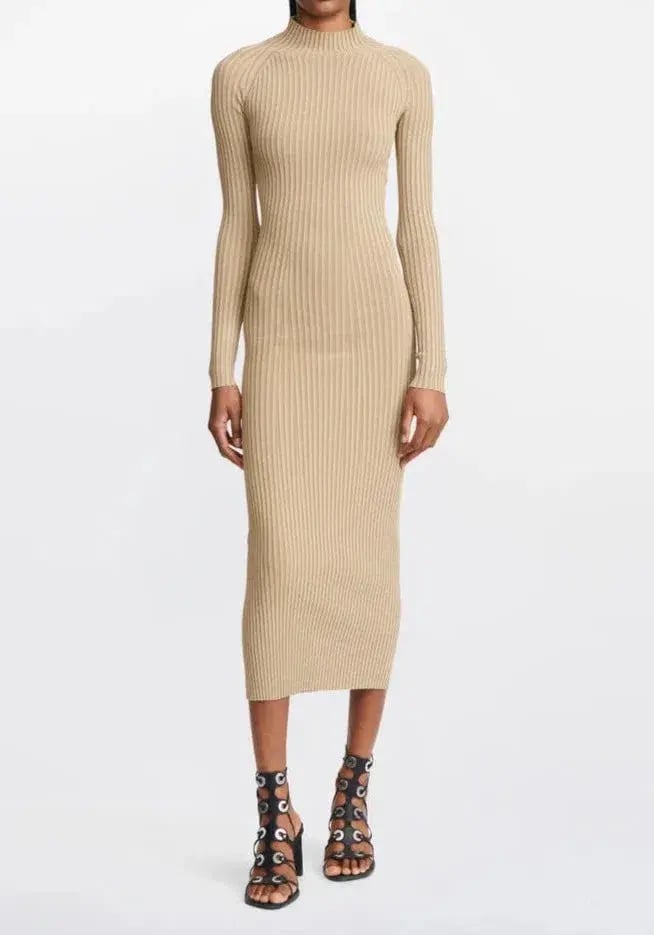 Dion Lee Stripe Rib Twist Midi Dress in Sahara Size M / AU 10 photo 3