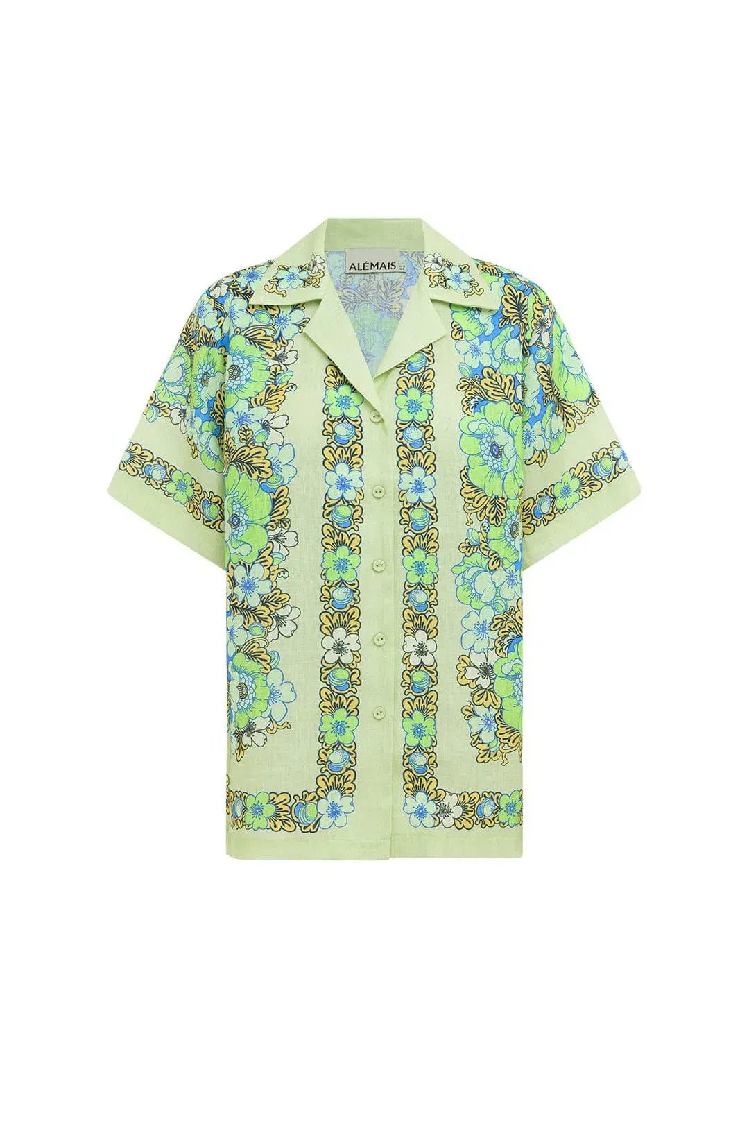 Alemais Velma Oversized Linen Shirt and Pants Set Green Floral Size AU 16 photo 6