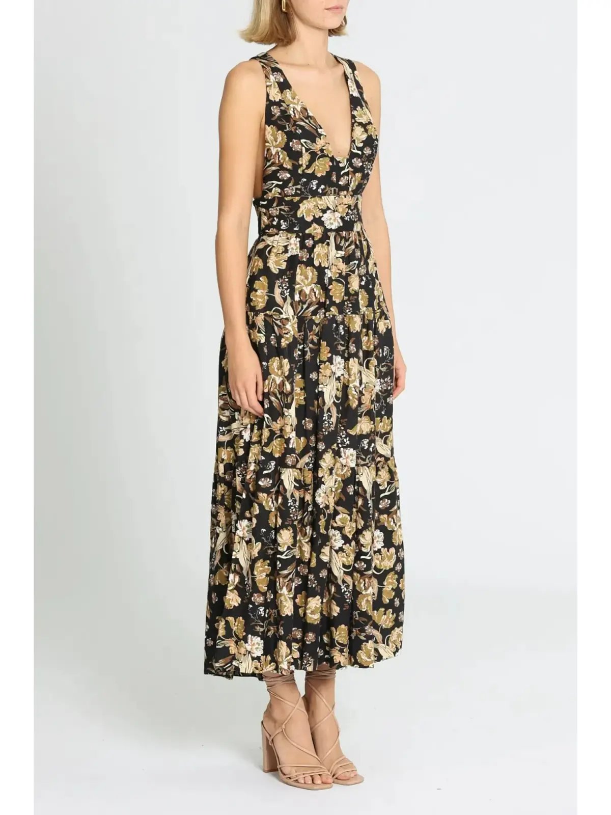 Shona Joy Palermo Plunged Low Back Midi Dress in Multi Size AU 10 photo 2