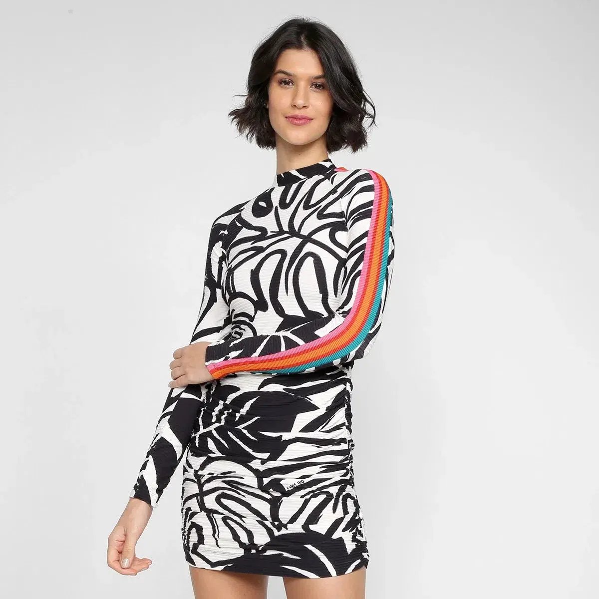 Farm Rio Mini Bodycon Dress Black And White Size M / AU 10 photo 2