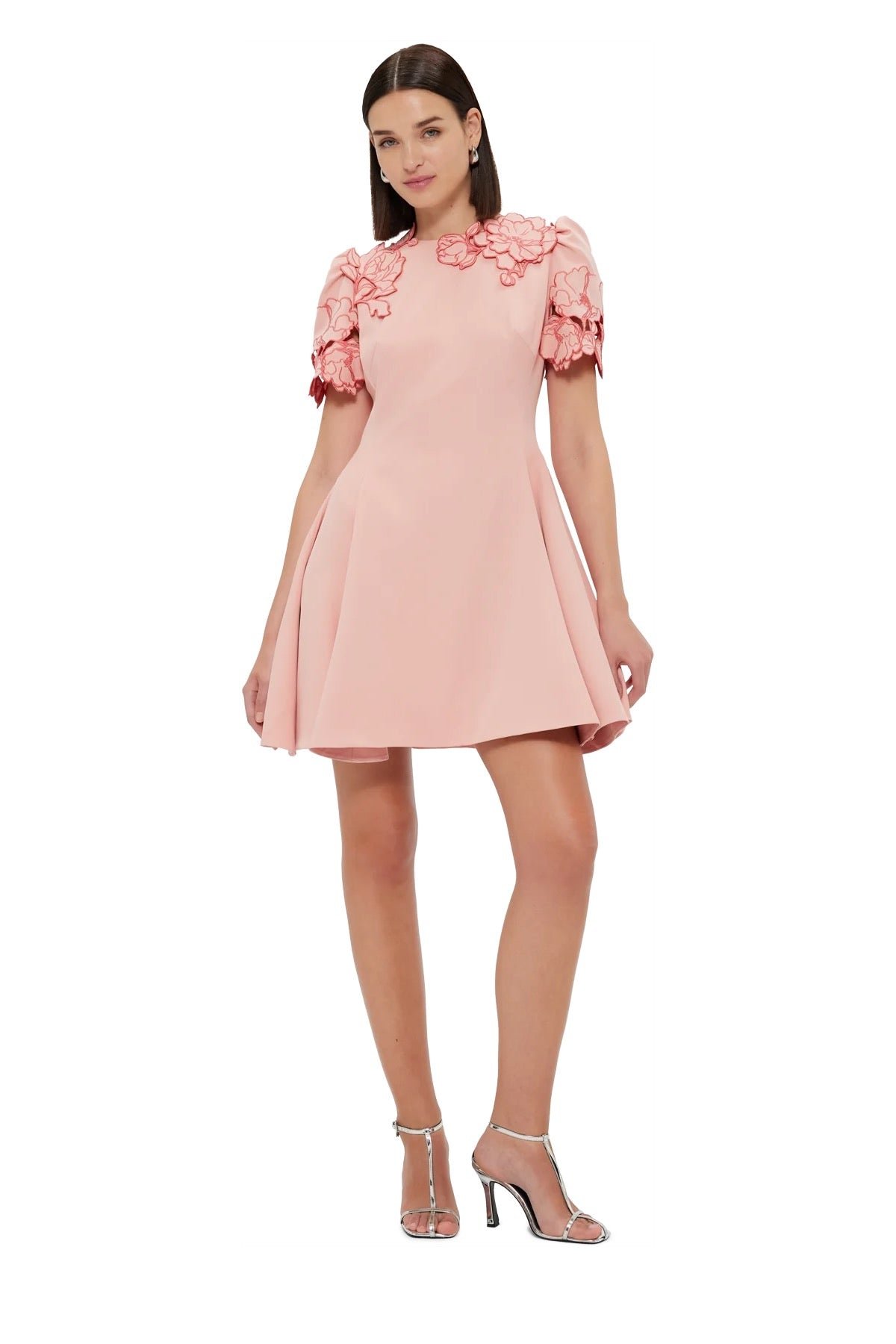 LEO LIN ELYSE APPLIQUÉ SHORT SLEEVE MINI DRESS - LIGHT PINK photo 7