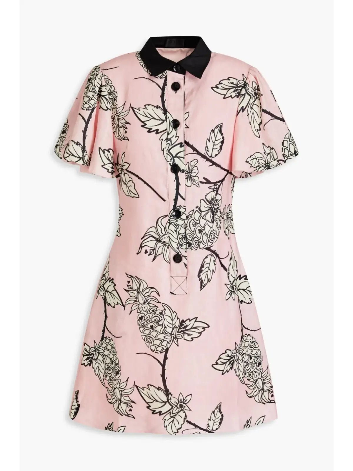 Leo Lin Pina Short Dress Printed Linen Mini Dress Pink Size AU 10 photo 6