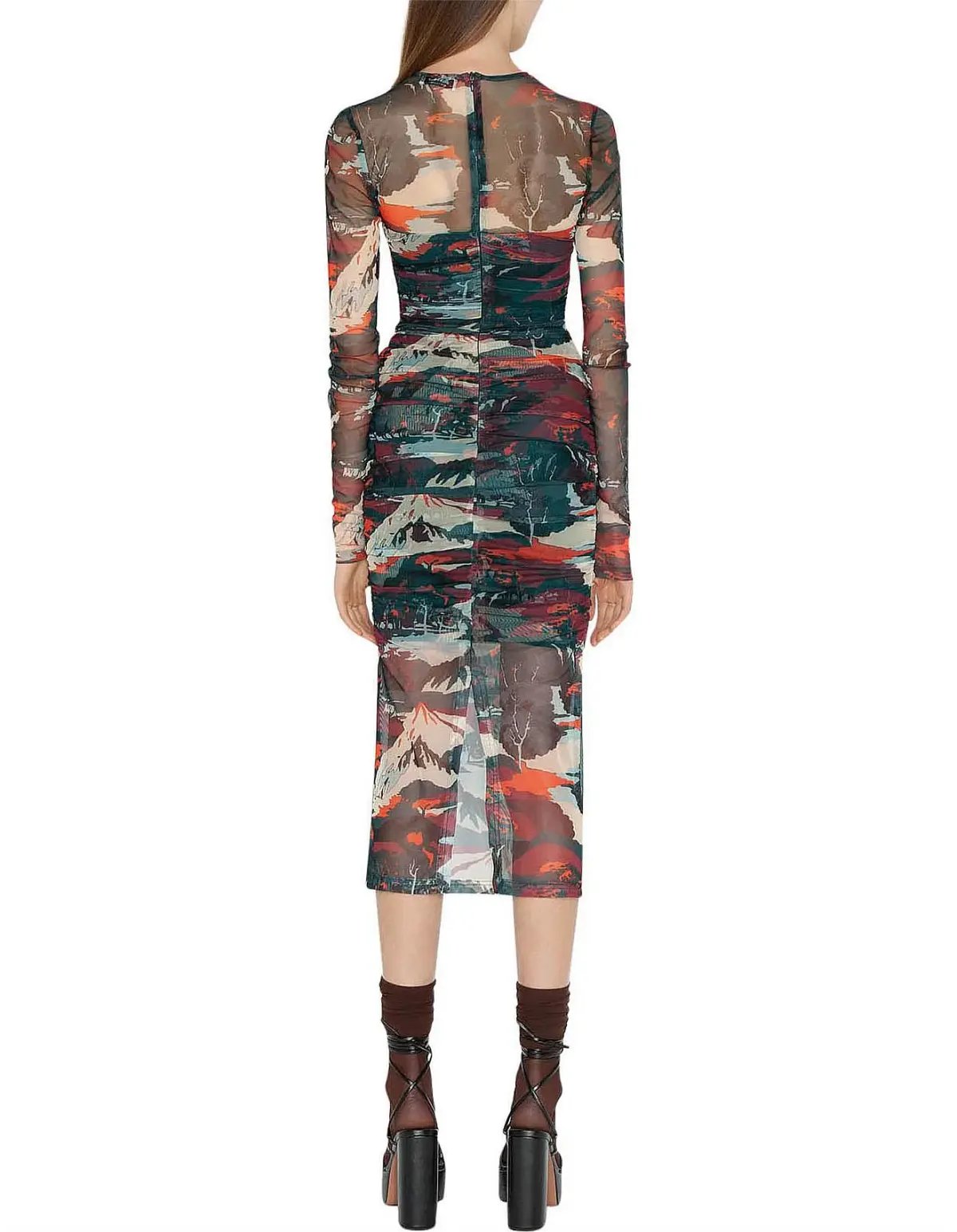 Cue Abstract Landscape Mesh Dress Multi Size AU 12 photo 3