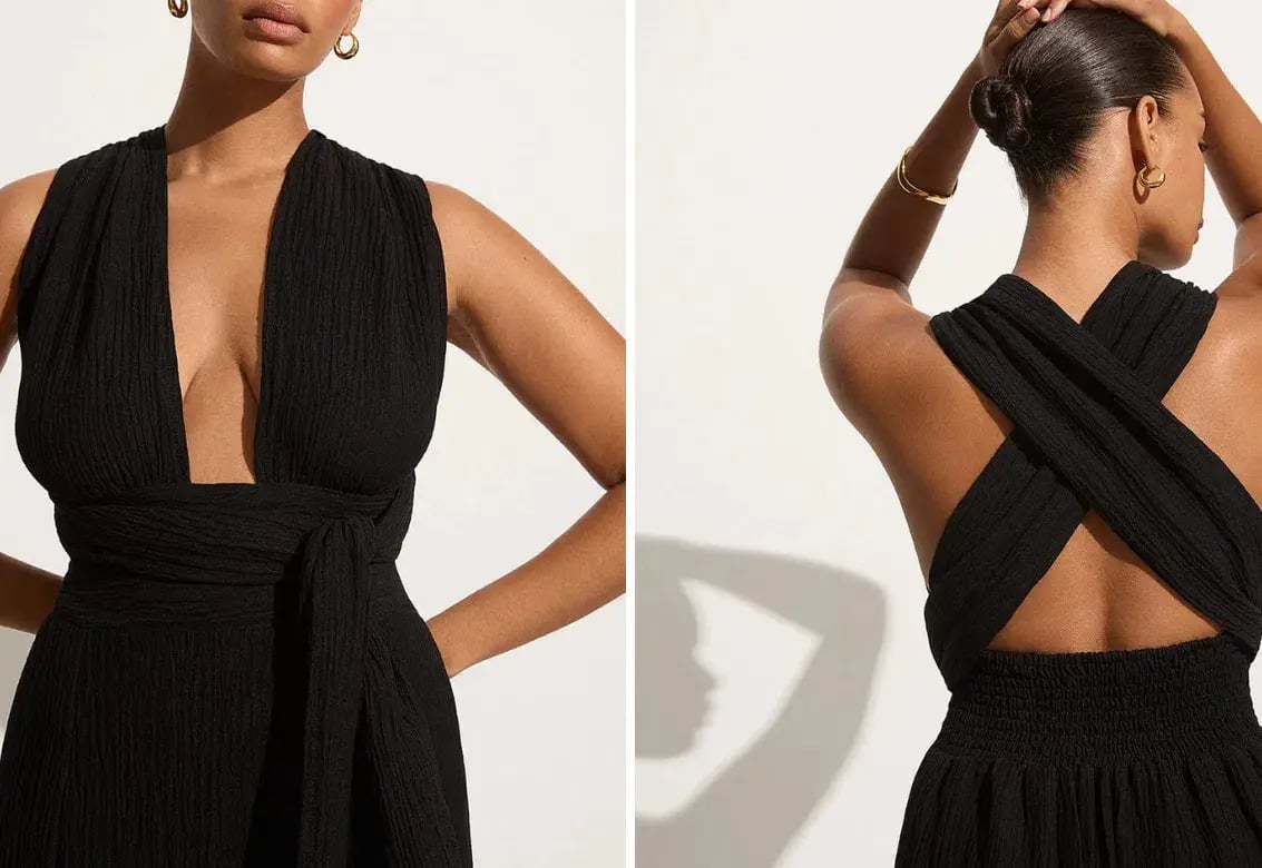 Faithfull The Brand Tropiques Maxi Dress Black Size 12 photo 5