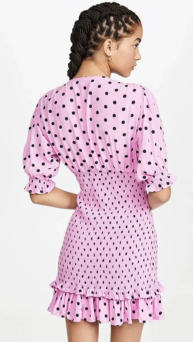 FAITHFULL THE BRAND Womens Purple Polka Dot Pouf Short Sheath Dress photo 5