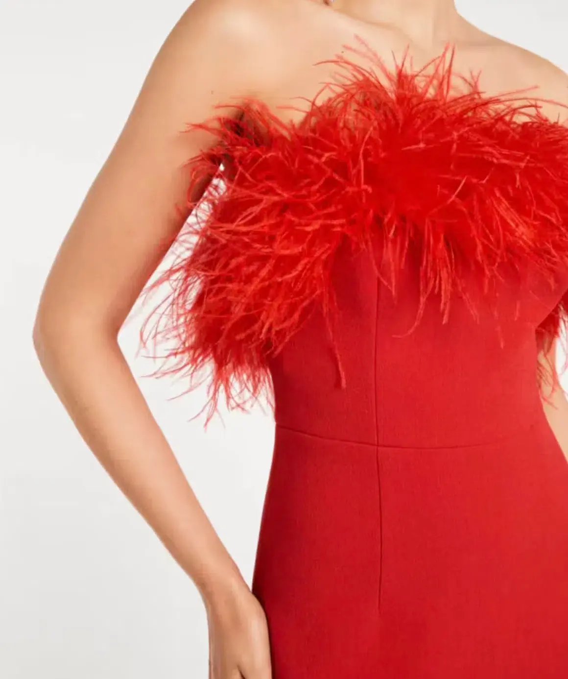 Rebecca Vallance Scarlett Strapless Feather Gown Red Size 6 photo 2