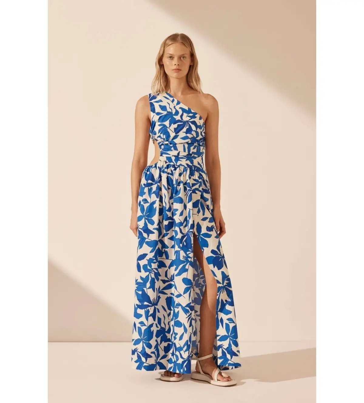 Shona Joy Bleue Asymmetrical Cut Out Maxi Dress Size AU 8 photo 2