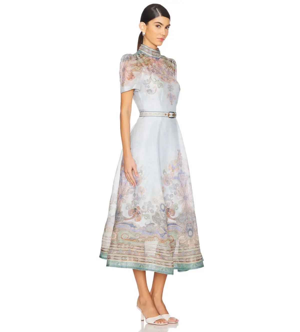 Zimmermann Eden Belted Midi Dress Blue Paisley Size 3 AU 14 photo 2