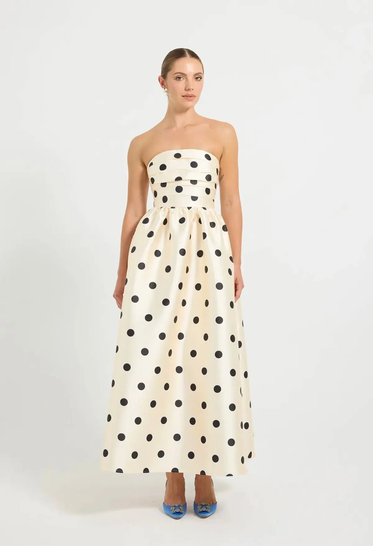 Pasduchas Dottie Strapless Midi Dress Cream Size 10 photo 3