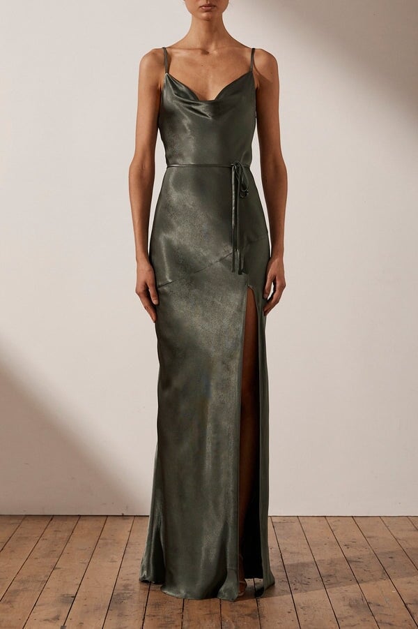 Shona Joy La Lune Bias Cowl Maxi Dress Olive photo 3