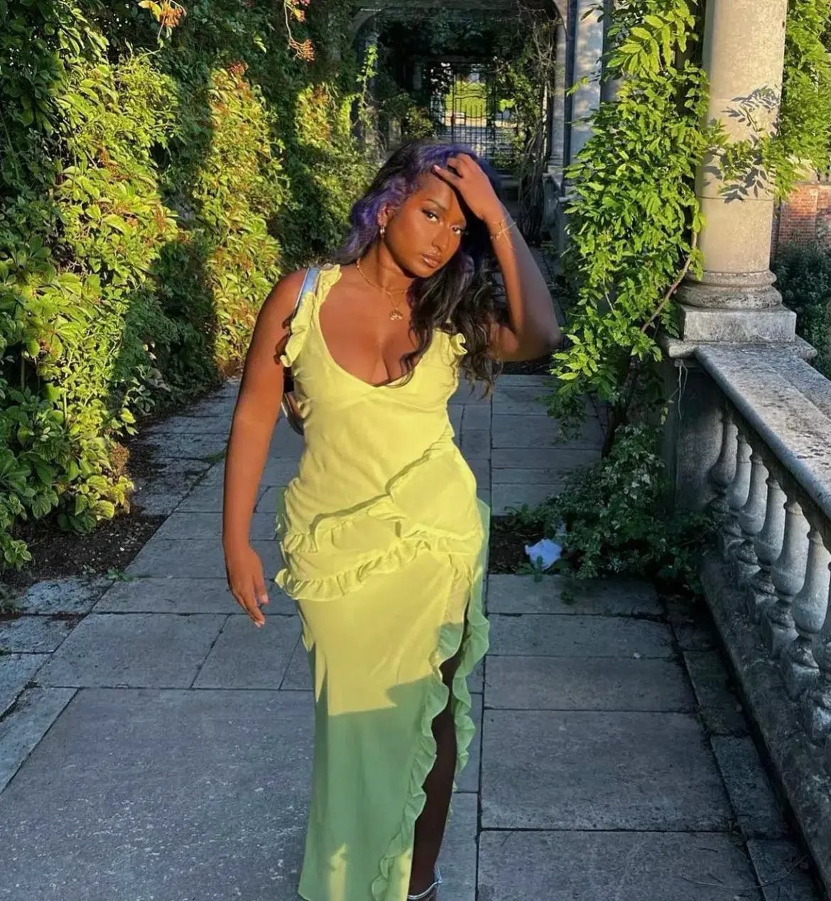 House of CB Pixie Ruffle Maxi Dress Lime Green Size 8 photo 5