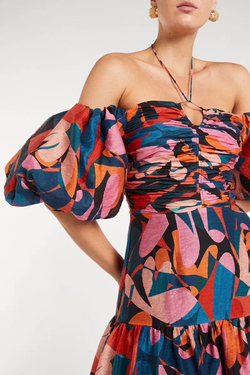 Rebecca Vallance Catalina Puff Sleeve Mini Dress Multi Size 14 photo 3