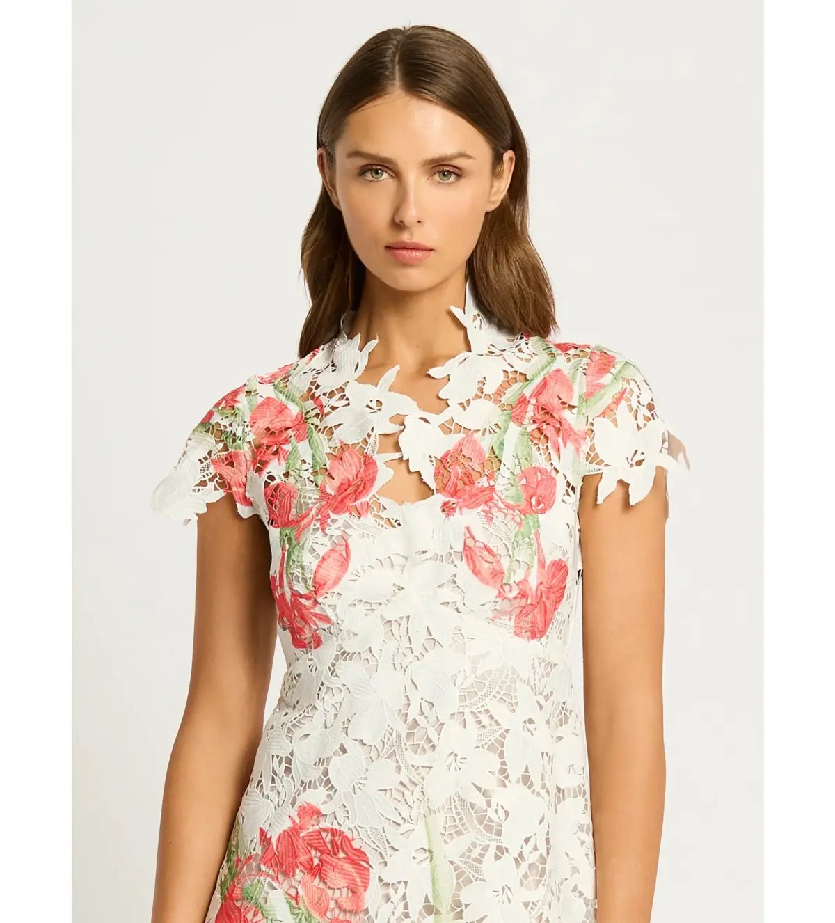 Moss and Spy Orchid Cap Sleeve Midi Dress White Floral Size AU 14 photo 3