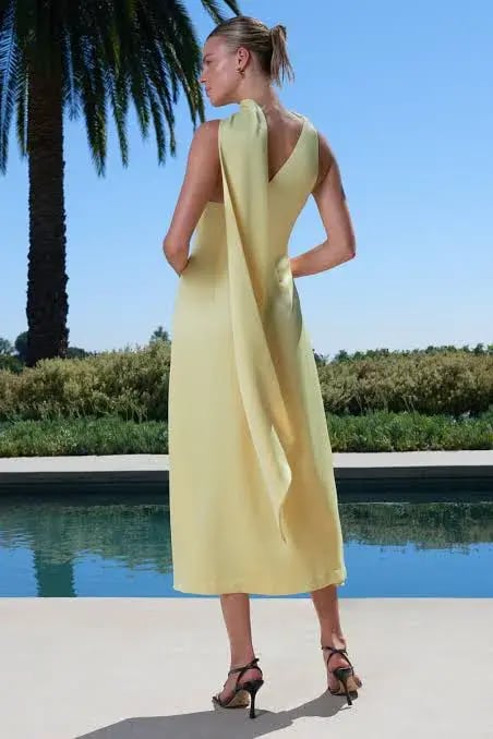 MISHA Estra Midi Dress Venetian Gold Size 8 photo 2