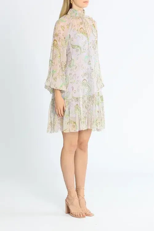 Alemais Marta Silk Crinkle Mini Dress Multi Print Size AU 10 photo 2