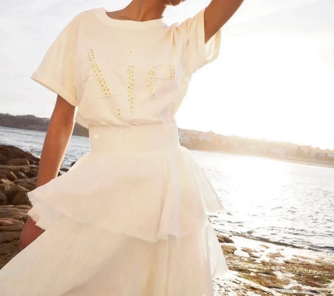 Aje Medina Tiered Midi Skirt White Size 12 photo 3