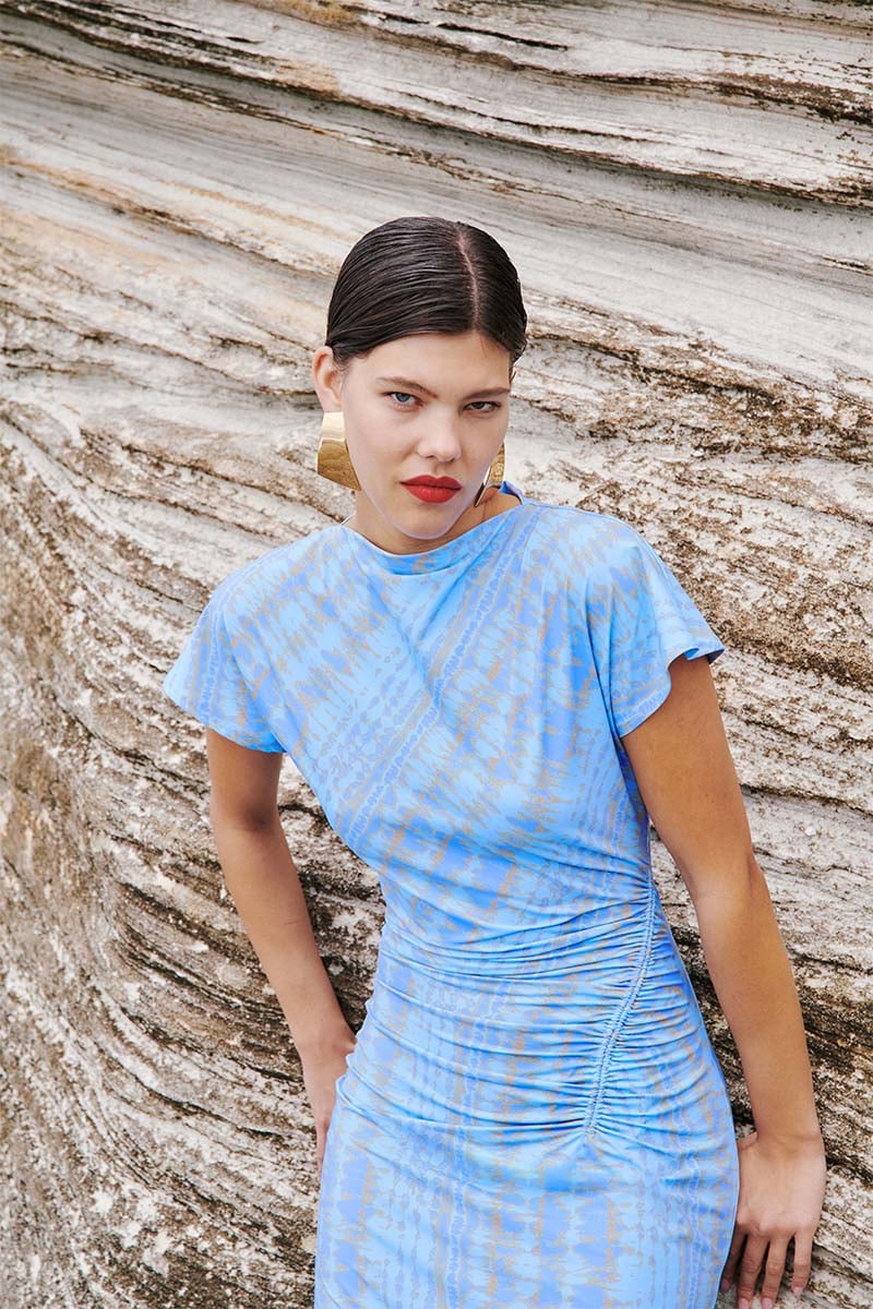 SUBOO CLAUDIA SHORT SLEEVE MAXI DRESS - ICE BLUE photo 3