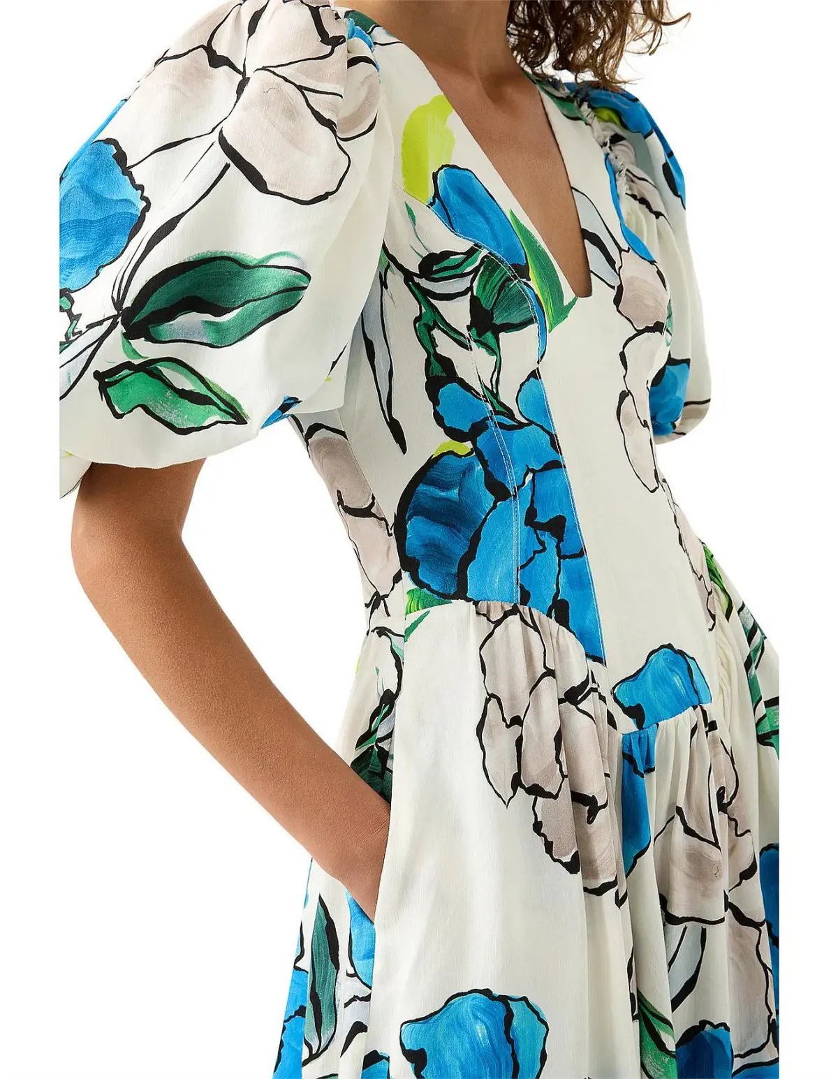 Aje Pedestal Corseted Midi Dress Floral Size 16 photo 3