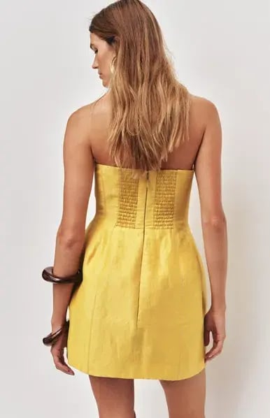 Aje Baret Strapless Mini Dress in Chartreuse Size 12 photo 2