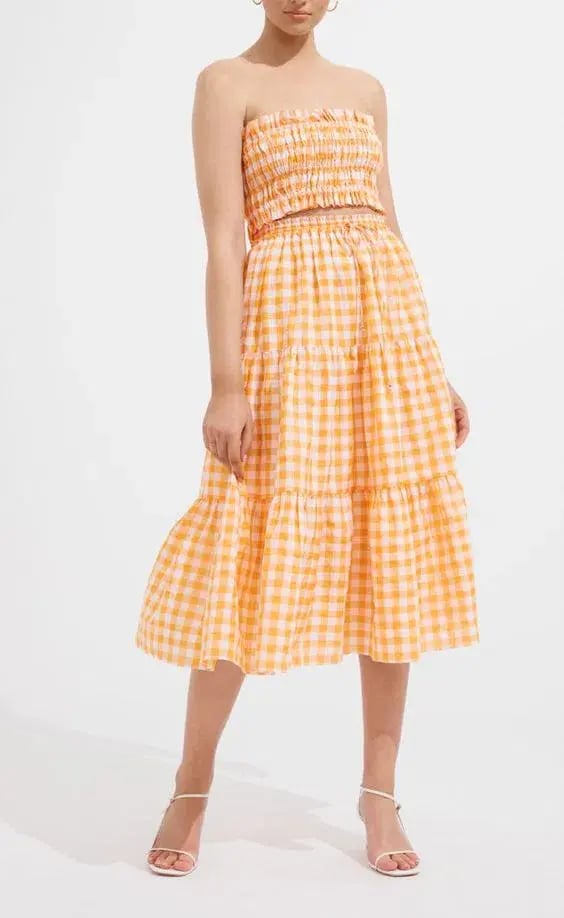Steele Paradise Crop Top and Erica Skirt Set Papaya Check Size XS / AU 6 photo 2