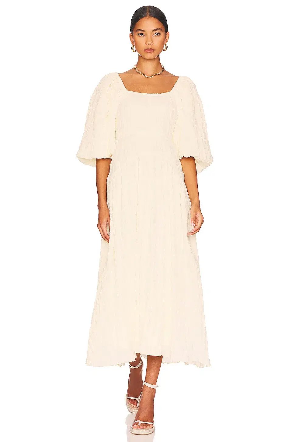 Sovere Mercy Reversible Midi Dress in French Vanilla Size photo 3