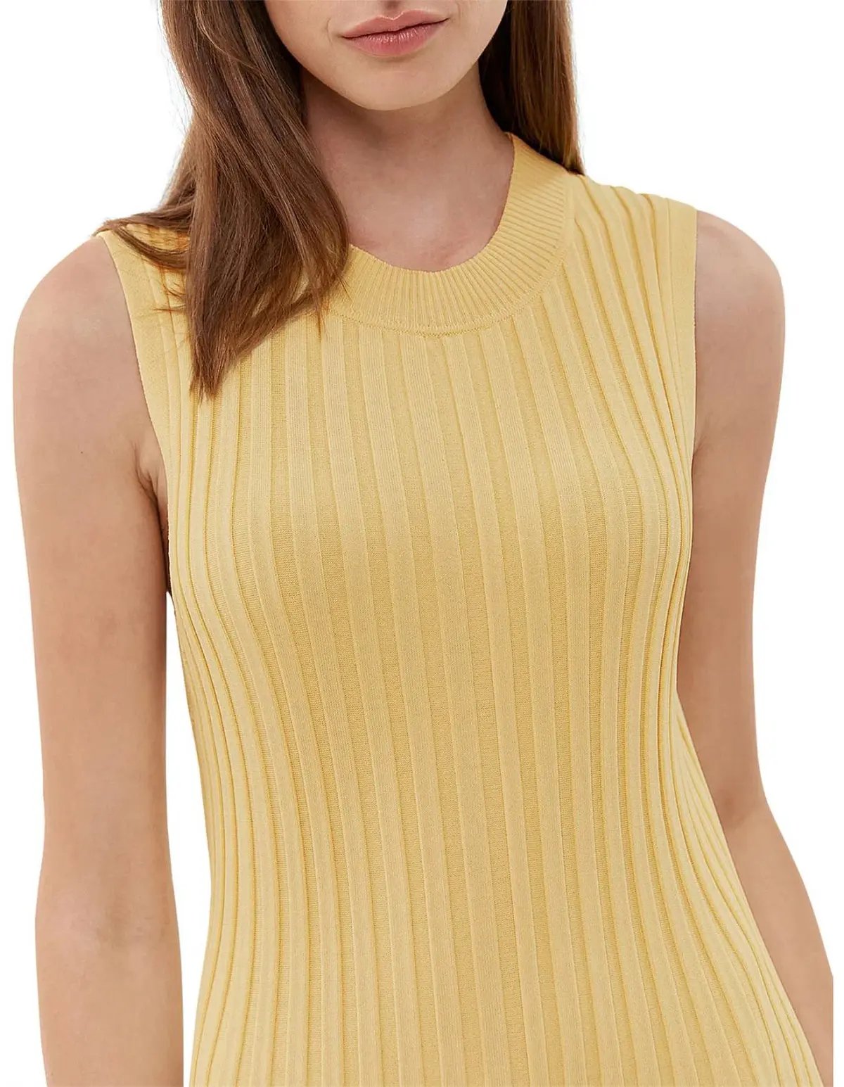 Jag Sleeveless Ribbed Knit Maxi Dress Lemon Size S / AU 8 photo 2
