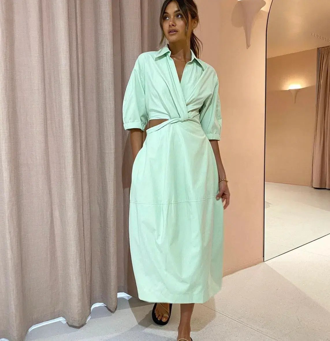 Camilla and Marc Kyra Cocoon Midi Dress Sour Apple Size 6 photo 5