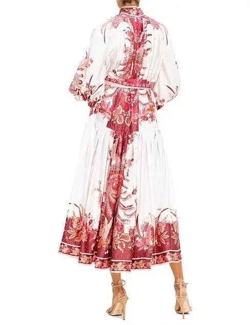 Zimmermann Wavelength Placement Midi Dress Pink Phoenix Size 1 / Au 10 photo 5