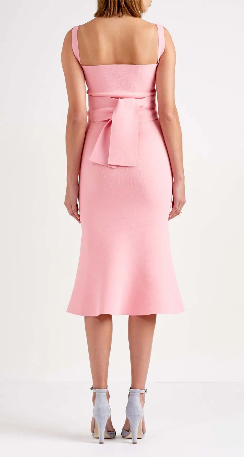 Scanlan Theodore Crepe Knit Bralette Dress Pink Size 8 photo 4