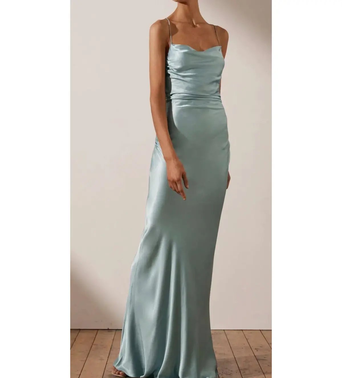 Shona Joy La Lune Lace Back Maxi Dress Powder Blue Size 8 photo 4
