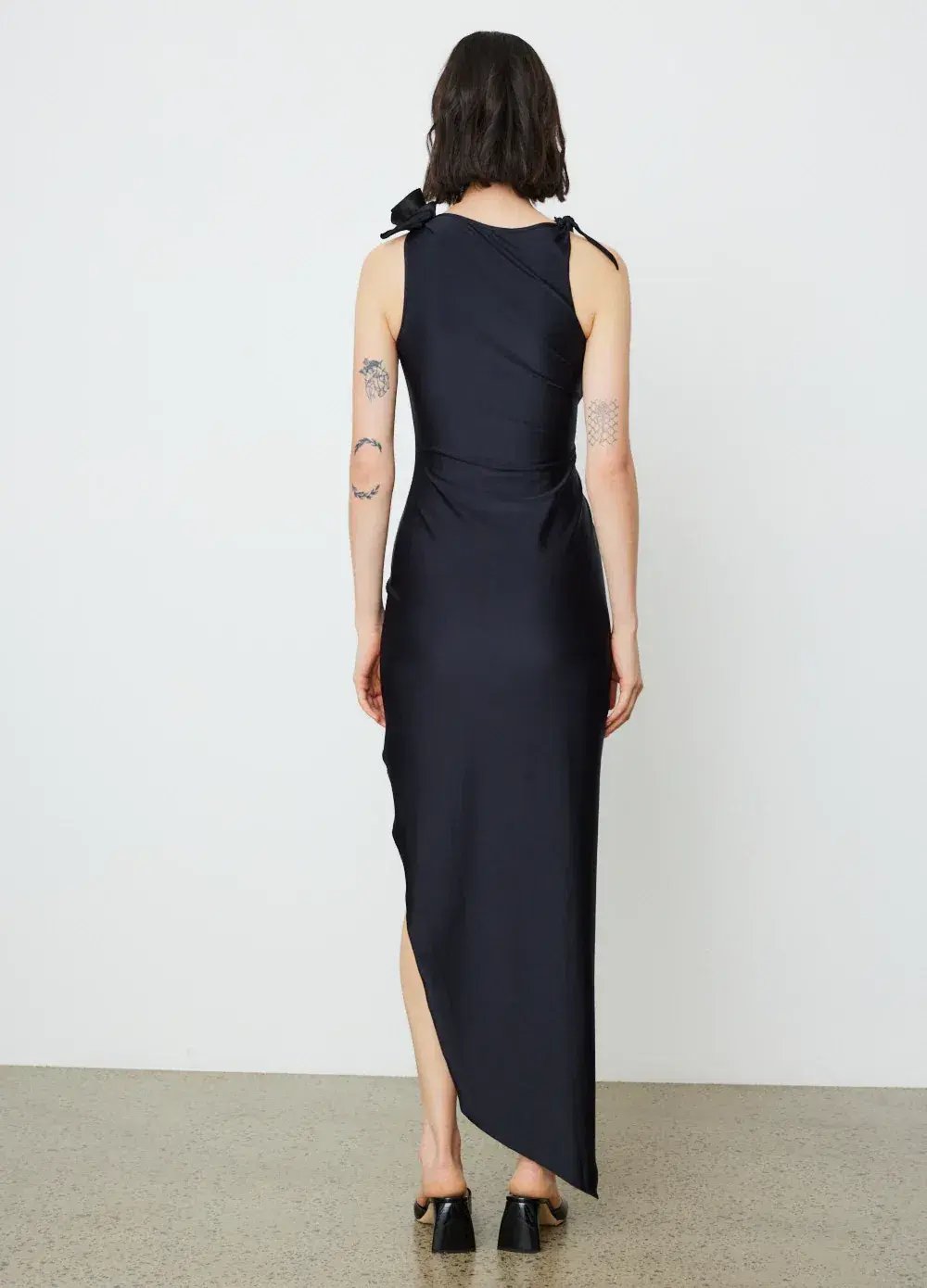 Coperni Asymmetric Flower Gown Floor Length Black Size L/Au 10 photo 5