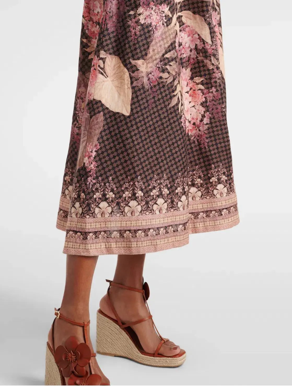 Zimmermann Illuminate Floral Linen Midi Dress Size 1/ Au 10 photo 5