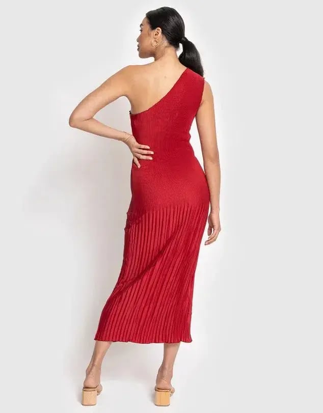 L'Idee Soiree One Shoulder Gown Red Size 10 photo 3