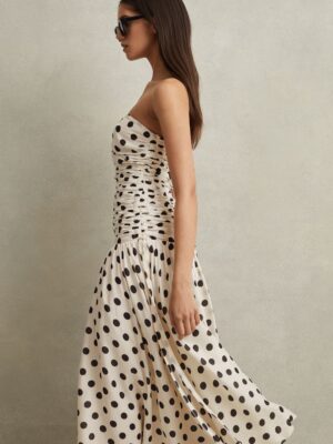 Reiss Rue Polkadot Ruched Maxi Dress photo 4