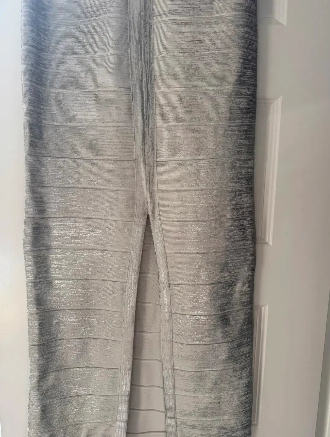 Herve Leger Sweetheart Banded Foil Gown Silver in Size XS/AU 6 photo 6