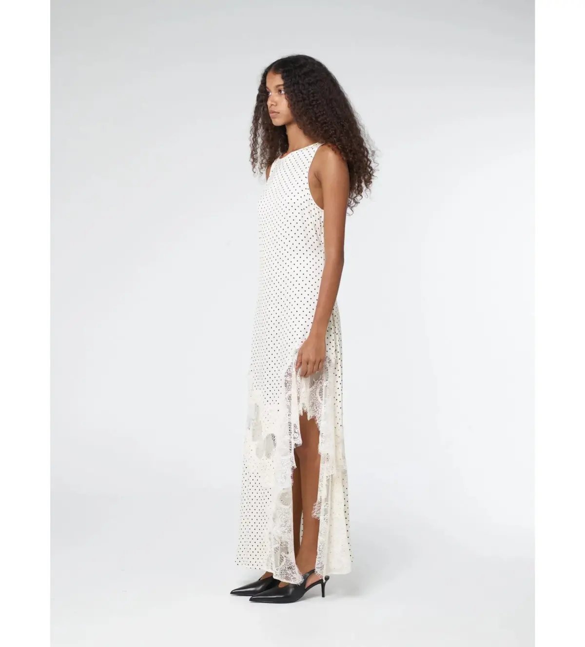 Third Form Visions Lace Frill Maxi Dress Cream Polka Dot Size AU 8 photo 2