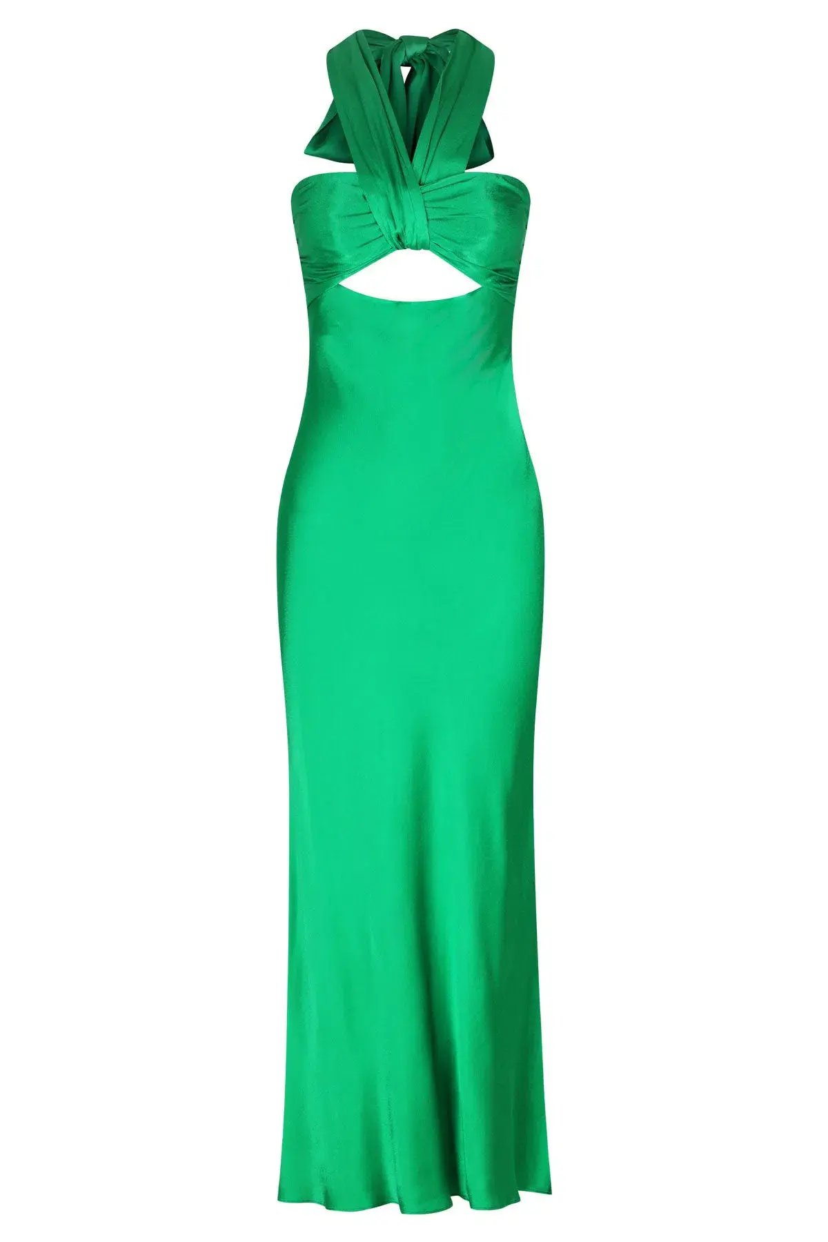 Shona Joy Lana Ruched Halter Midi Dress in Tree Green Size 10 photo 5