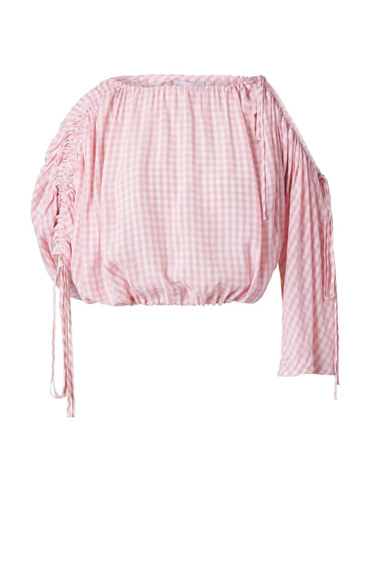 Scanlan Theodore Gingham Drawcord Top Pale Pink One Size photo 4